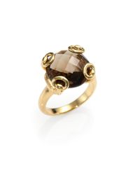Gucci | Metallic Horsebit Smoky Quartz 18k Yellow Gold Cocktail Ring | Lyst