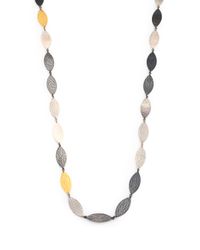 Gurhan | Metallic Willow 24k Yellow Gold & Sterling Silver Leaf Flake Necklace | Lyst