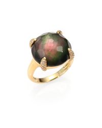 Ippolita | Metallic Black Shell Doublet Diamond 18k Gold Ring | Lyst