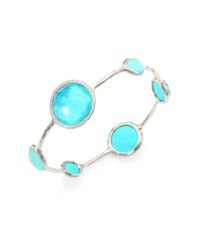 Ippolita | Metallic Stella Turquoise, Clear Quartz, Diamond & Sterling Silver Doublet Bangle Bracelet | Lyst