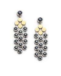 John Hardy | Black Dot Hematite, 18K Yellow Gold & Sterling Silver Chandelier Earrings | Lyst