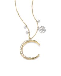 Meira T | Metallic Diamond & 14k Yellow Gold Moon Pendant Necklace | Lyst