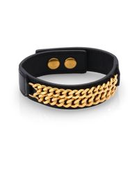 Saint Laurent | Black Chain & Leather Bracelet | Lyst