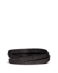 Alexander McQueen | Black Dotted Leather Wrap Bracelet | Lyst