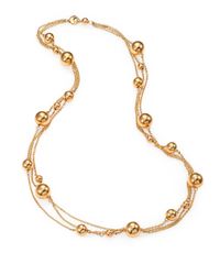 Roberto Coin | Metallic 18k Gold Sphere Triplerow Station Necklace | Lyst