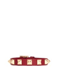 Valentino | Rockstud Leather Skinny Bracelet (red) | Lyst