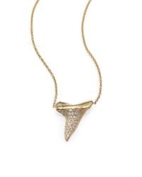 Zoe Chicco | Metallic Diamond & 14K Yellow Gold Shark Tooth Pendant Necklace | Lyst