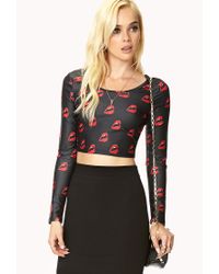 Forever 21 | Red Pucker Up Crop Top | Lyst