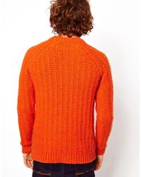Lyst - Asos Rib Sweater in Orange for Men