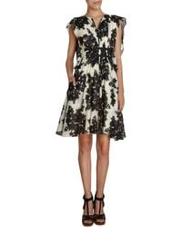 Thakoon Multicolor Floral Print Butterfly Sleeve Dress