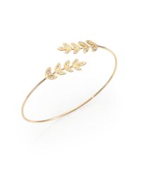 Jacquie Aiche | Metallic Diamond 14k Yellow Gold Leaf Cuff Bracelet | Lyst