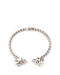 Alexander McQueen | Metallic Pearl Crown Twin Skull Bangle | Lyst