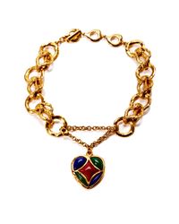 House of Lavande | Metallic Domont Yves Saint Laurent Gold Chain Link Necklace with Drop Heart Pendant | Lyst