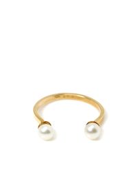 Delfina Delettrez | Metallic Double Pearl Gold Cuff Ring | Lyst