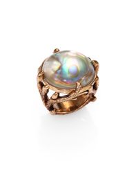 Stephen Dweck | Metallic Rock Crystal Motherofpearl Brass Bamboo Ring | Lyst