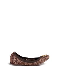 Tory Burch | Brown Caroline Leopard Ballet Flat | Lyst