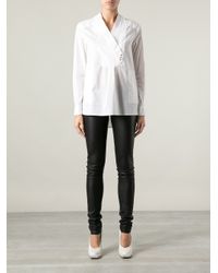 white cross over blouse