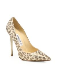 Jimmy Choo | Natural Anouk Leopardprint Shimmer Leather Pumps | Lyst