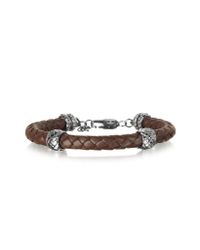 Just Cavalli - Brown Rude Stainless Steel And Leather Mens Bracelet for Men - Lyst