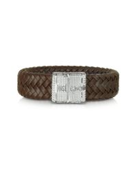 Just Cavalli - Brown Rude Stainless Steel And Leather Men'S Bracelet for Men - Lyst