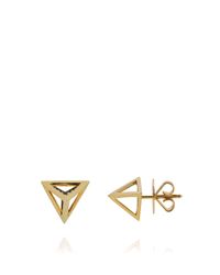 Noor Fares | Metallic Tetrahedron Stud Earrings in 18k Gold and White Diamonds | Lyst