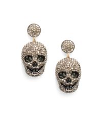 Bavna | Metallic Pave Diamond Skull Drop Earrings | Lyst
