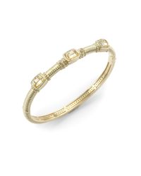 Judith Ripka | Metallic Canary Crystal Diamond 14k Gold Textured Bangle Bracelet | Lyst