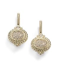 Judith Ripka | Metallic Pave Diamond 14k Yellow Gold Drop Earrings | Lyst
