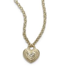 Judith Ripka | Metallic Pave Diamond 14k Yellow Gold Heart Pendant Necklace | Lyst