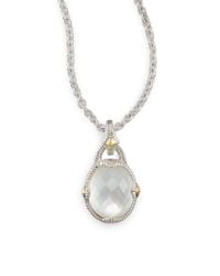 Judith Ripka | White Rock Quartz Crystal Motherofpearl Sterling Silver And 18k Yellow Gold Necklace | Lyst