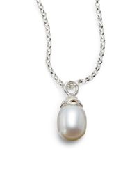 Slane | Metallic 7mm8mm Oval Pearl Sterling Silver Pendant Necklace | Lyst