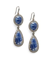 Bavna | Metallic Tiered Sapphire Pave Diamond Drop Earrings | Lyst