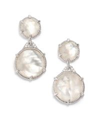 Judith Ripka | Mother Of Pearl Doublet White Sapphire Sterling Silver Double Drop Earrings | Lyst