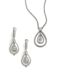 Judith Ripka | Metallic Pave White Sapphire Sterling Silver Open Teardrop Necklace Earrings Set | Lyst