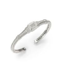 Judith Ripka | Metallic Pave White Sapphire Sterling Silver Textured Cuff Bracelet | Lyst