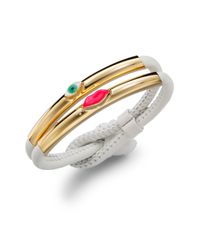 Delfina Delettrez | Metallic Lips & Eye Leather Corded Bracelet/white | Lyst