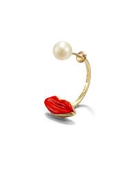 Delfina Delettrez | Red Lips And Pearl Single Earring | Lyst