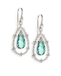 Judith Ripka | White Sapphire Green Drop Sterling Silver Earrings | Lyst