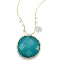 Meira T | Blue Black Turquoise Doublet Diamond 14k White Gold Necklace | Lyst