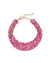 Oscar de la Renta | Pink Cabochon Collar Necklace | Lyst