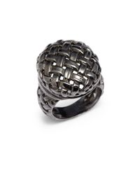 Slane | Metallic Sterling Silver Basketweave Ring | Lyst