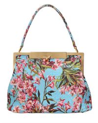 Dolce & Gabbana | Black Fiori Embellished Woven Shoulder Bag | Lyst