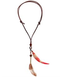 DSquared² | Brown Leather Feather Necklace for Men | Lyst