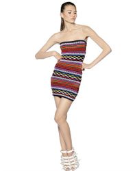 DSquared² | Brown Viscose Cotton Knit Jacquard Dress | Lyst