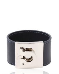 Ferragamo | Gray Gancini Leather Cuff Bracelet | Lyst