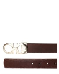 Ferragamo Black Double Adjustable Shiny Lux Leather Belt for men