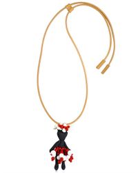 Marni | Multicolor Collana in Pelle Con Bambolina Ricamata | Lyst