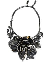 Roberto Cavalli | Black Enamel Flowers Brass Necklace | Lyst