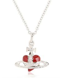 Vivienne Westwood | Metallic Diamante Heart Enameled Pendant Necklace | Lyst