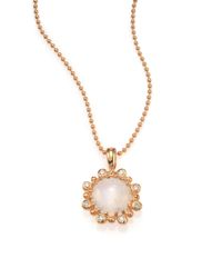 Anzie | Natural Dew Drop Moonstone, Diamond & 14k Yellow Gold Pendant Necklace | Lyst